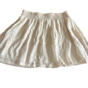 Joe B by Joe Benbasset Jr Size L Cream Gauze & Lace Boho Festival Mini Skirt